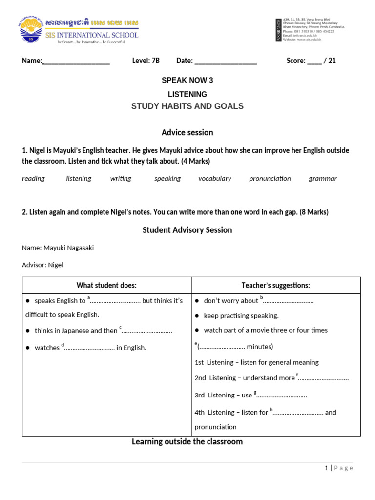 Study Habits and Goals | PDF | Learning | Human Communication