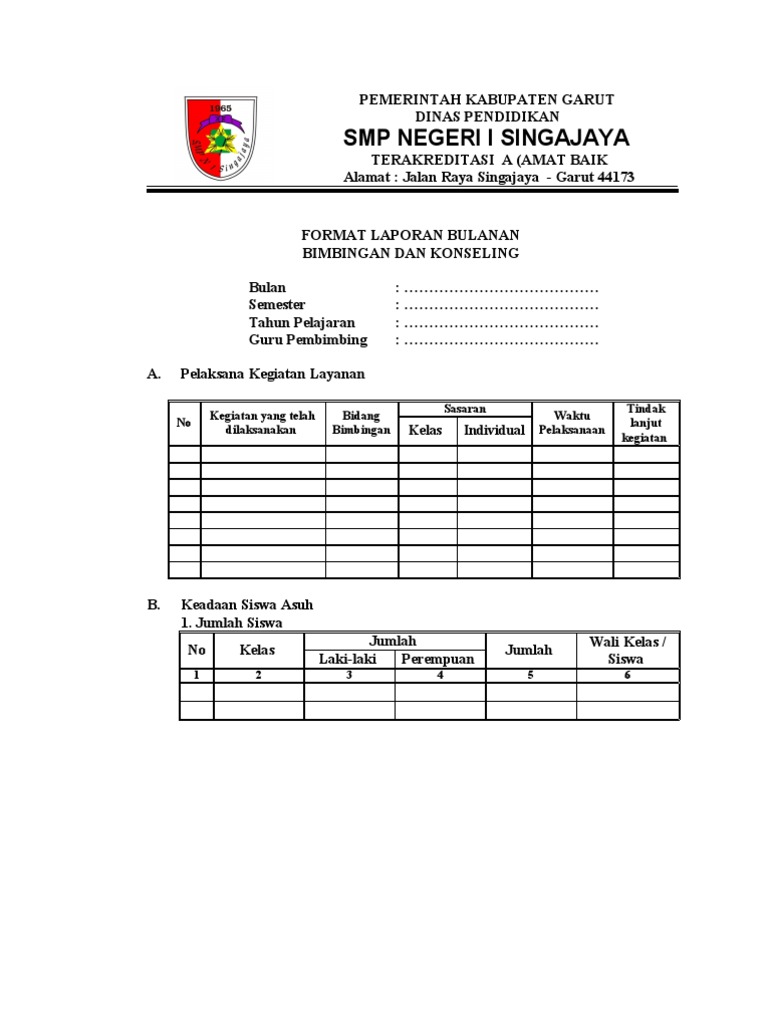 Format Laporan Bulanan Bp Bk