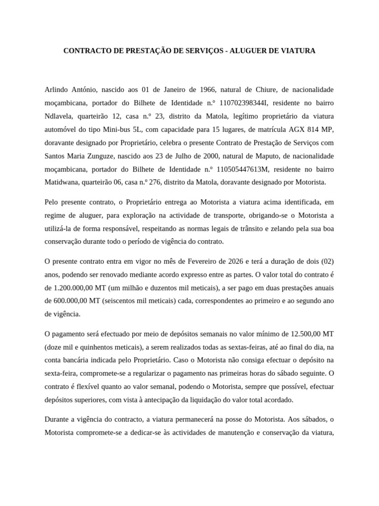 Contracto de Prestação de Serviços | PDF | Propriedade privada