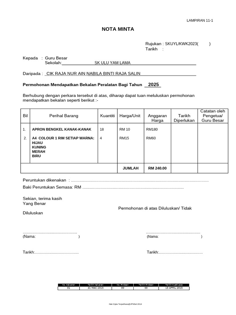 Nota Minta RBT | PDF