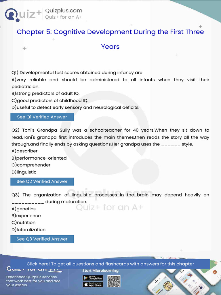 Developmental Test Scores Obtained During Infancy Are | PDF | Child ...