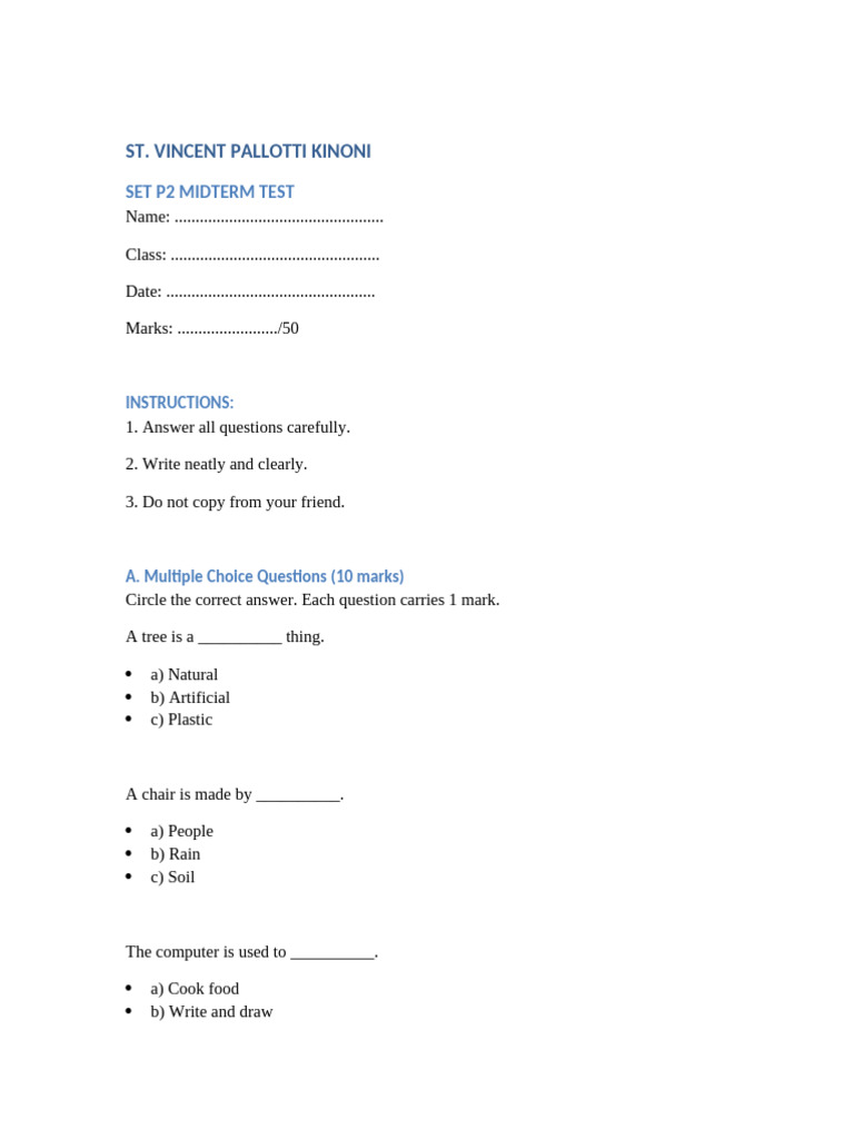 Set p2 Midterm Test Final Fit | PDF
