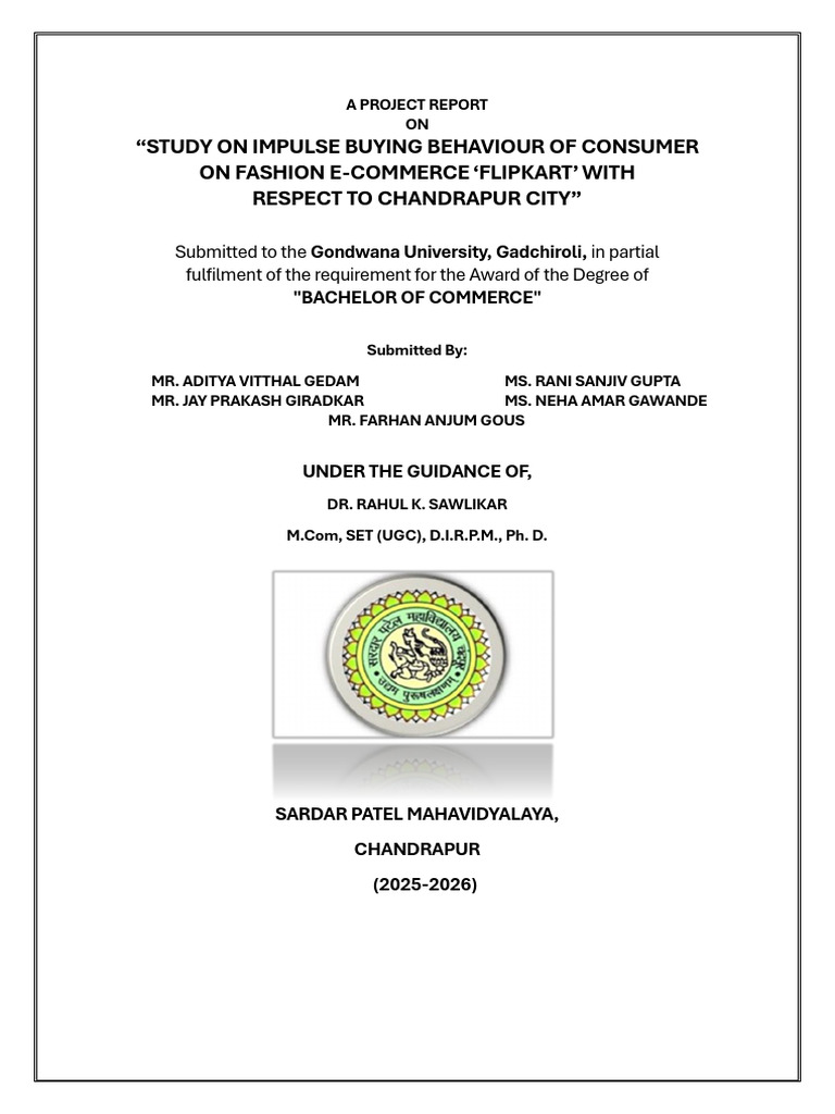 A Revised Project Report ( | PDF | Consumer Behaviour | E Commerce