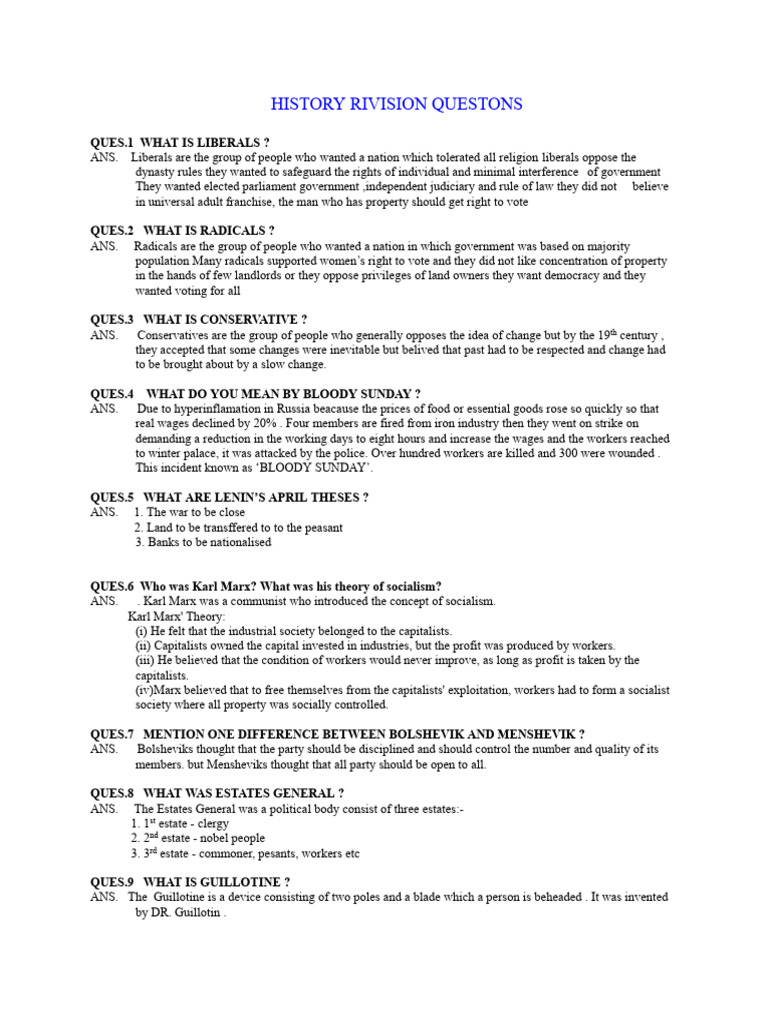 9th History Rivision | PDF | Liberalism | Socialism