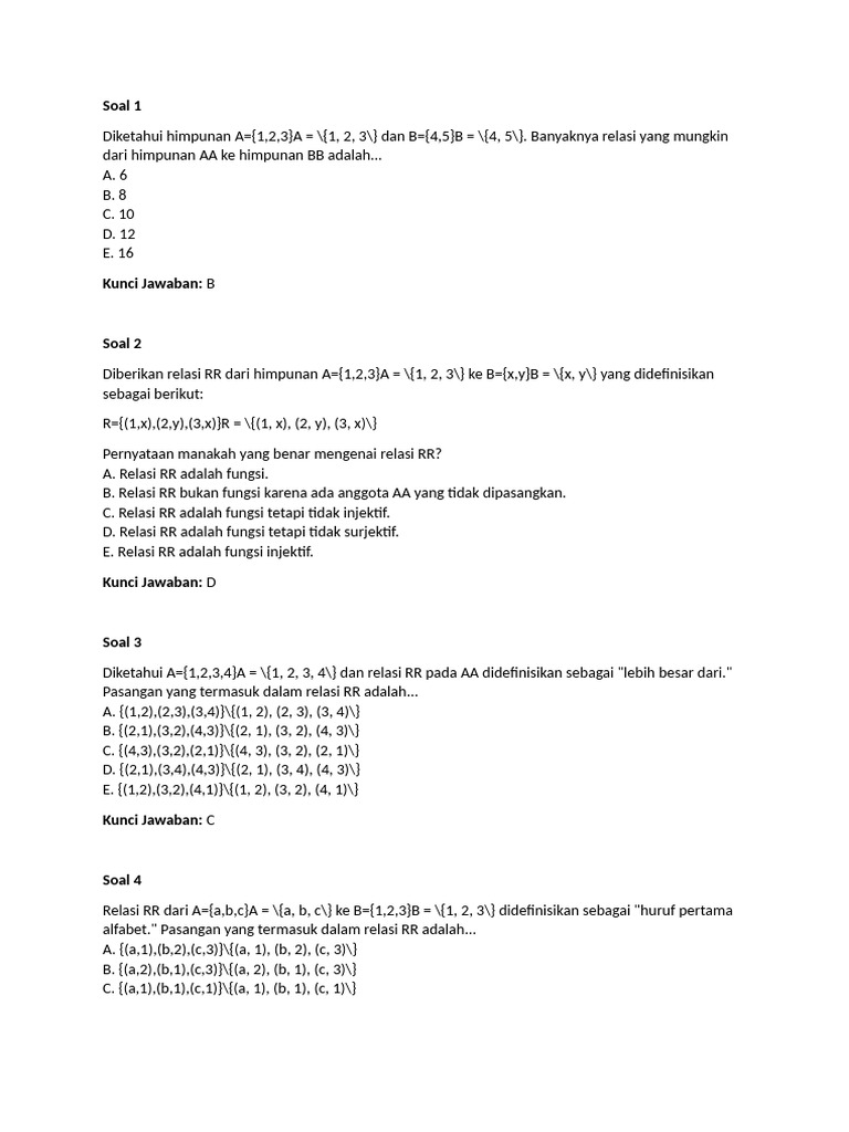 Soal MTMK SMK BAB RELASI | PDF