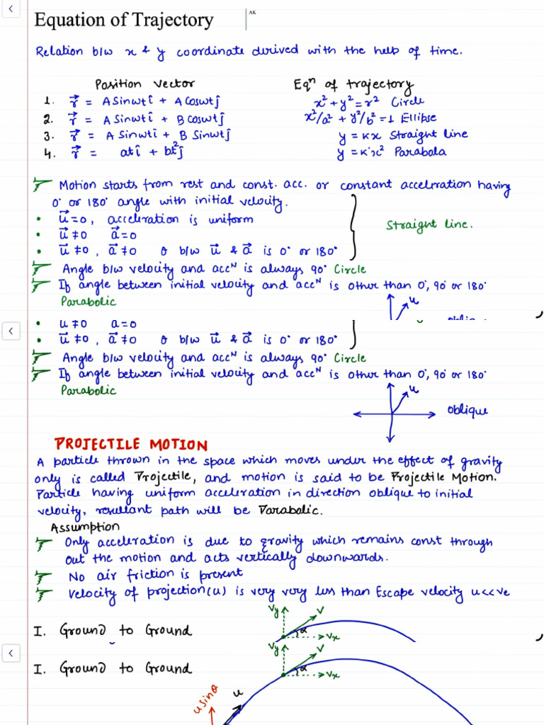 Class 1 Projectile Motion | PDF