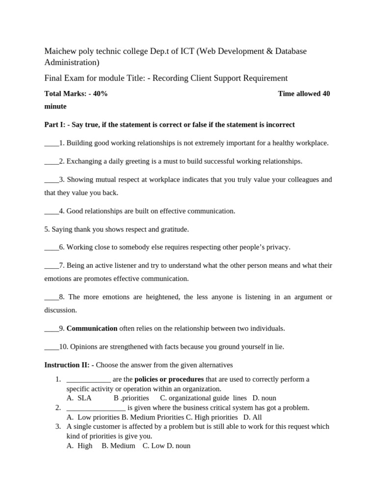 Choose The Answer From The Given Alternatives | PDF | Communication ...