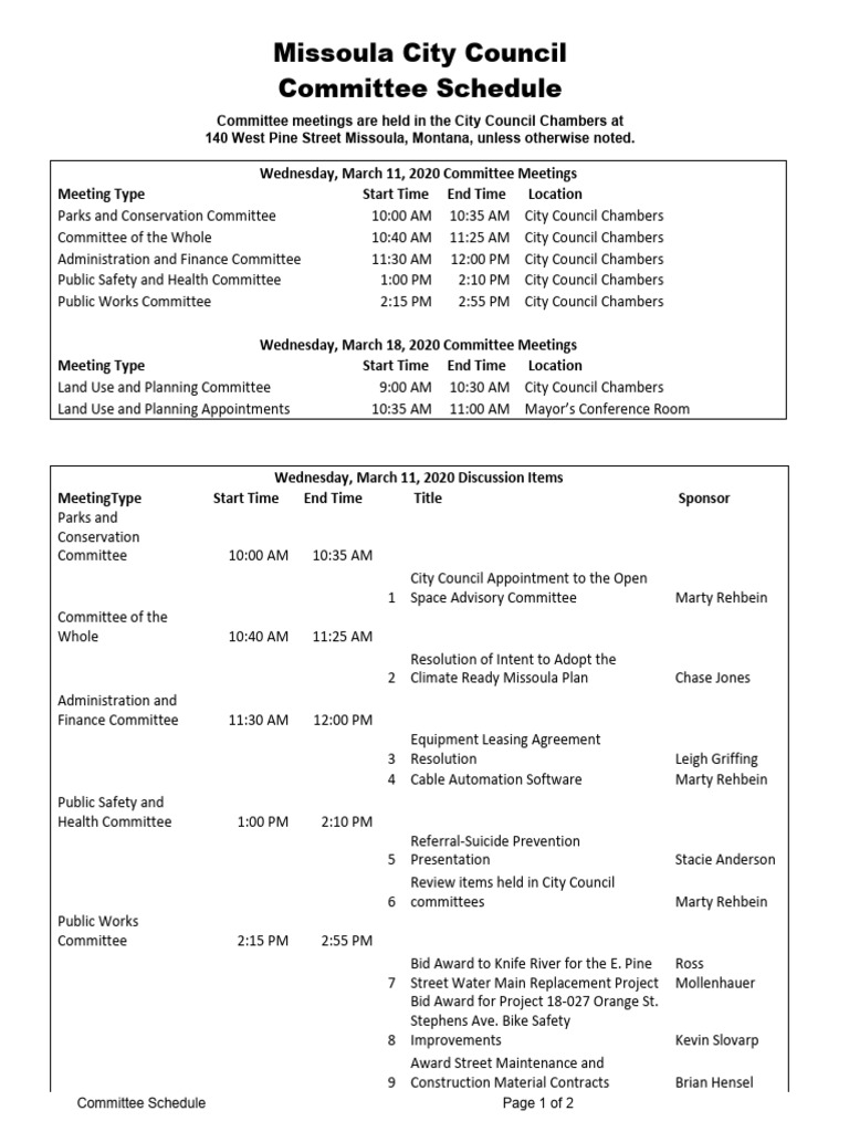 16 Committee Schedule | PDF