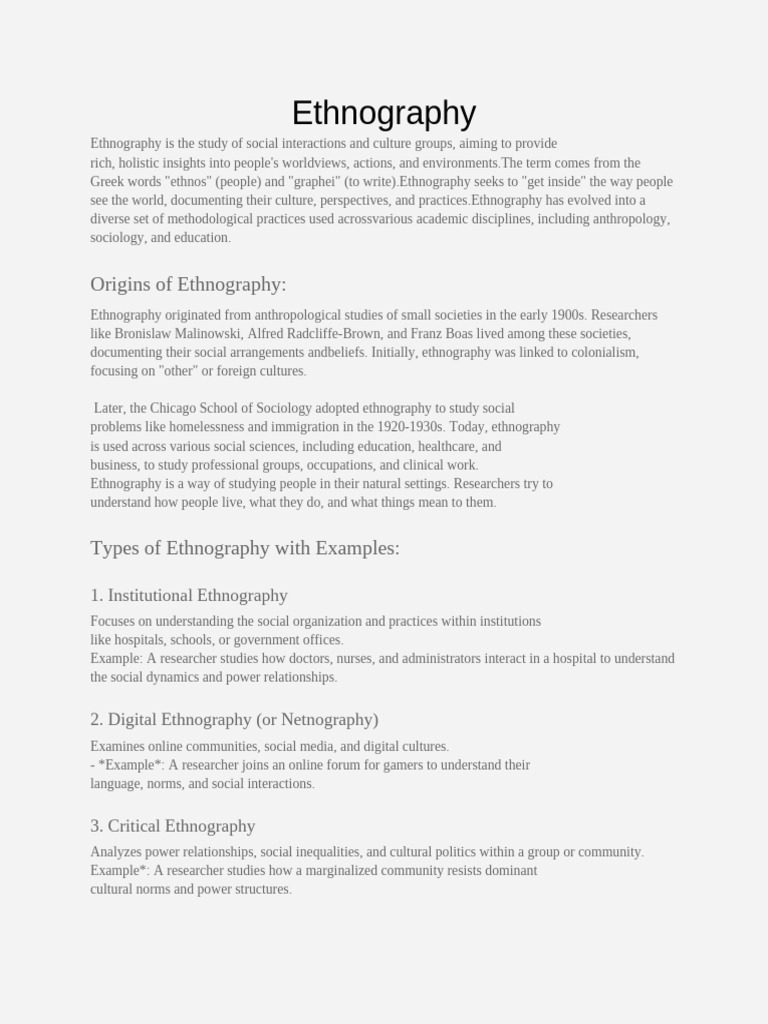 Ethnography | PDF | Ethnography | Methodology