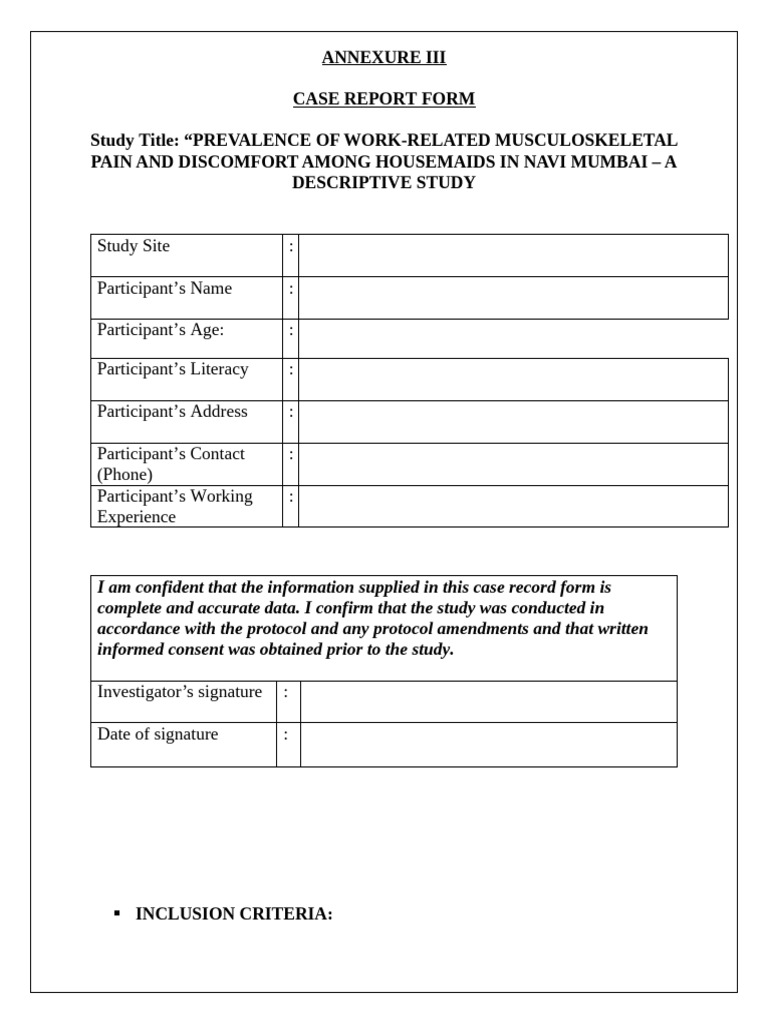 Case Report Form | PDF