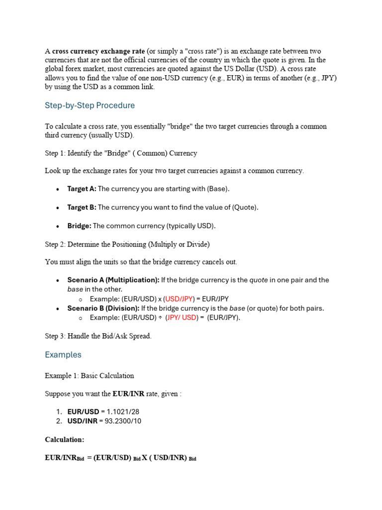 Cross Currency Rate Calculation | PDF