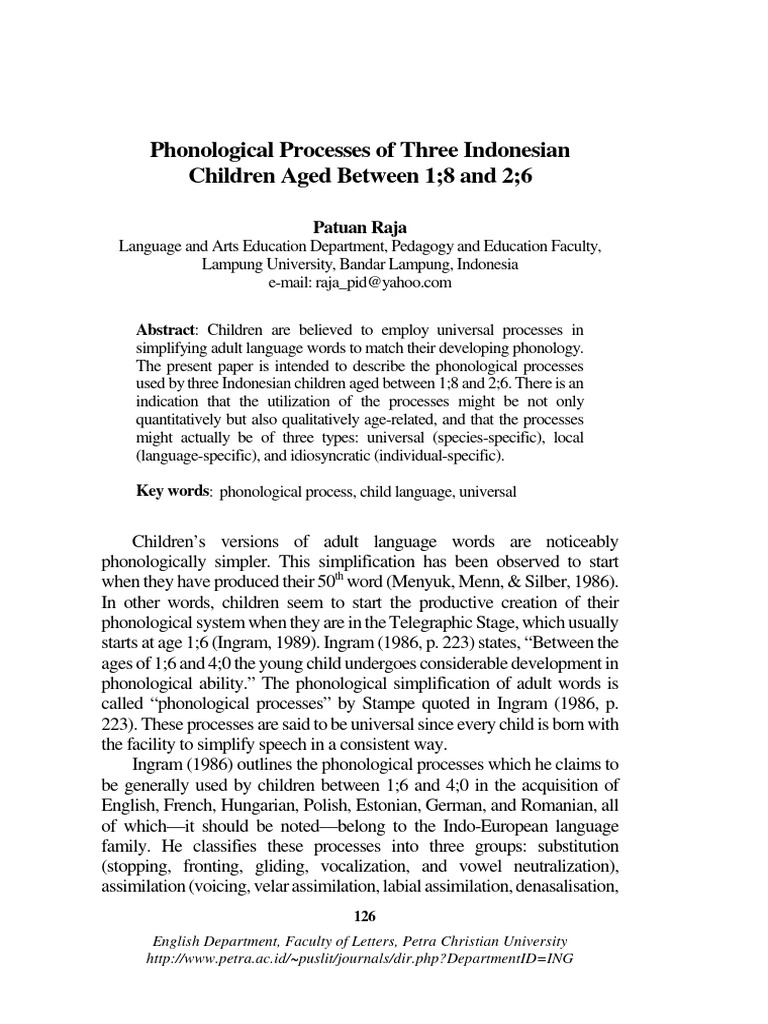 Phonological Processes of Three Indonesi | PDF | Syllable | Consonant