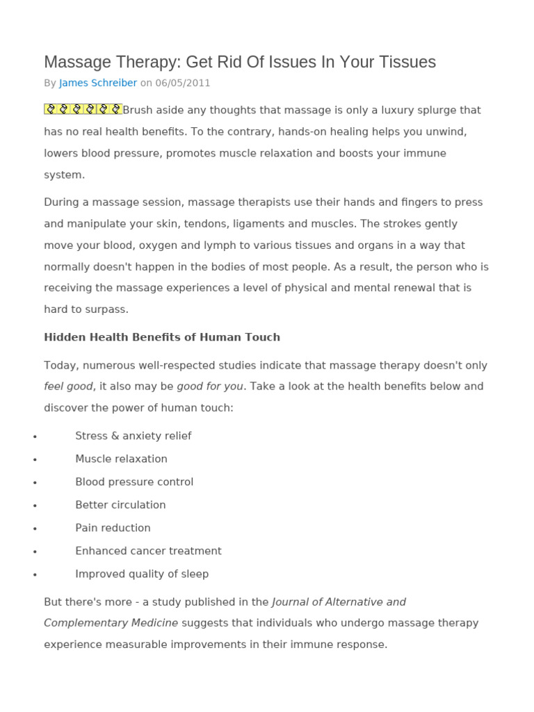 Massage Therapy | PDF | Massage | Medicine