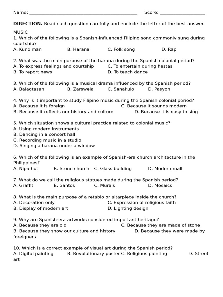 Music and Arts Quiz | PDF