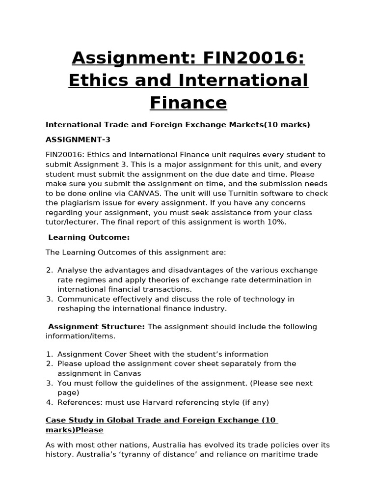 Assignment 3 - Case Study in Global Trade and Foreign Exchange | PDF ...