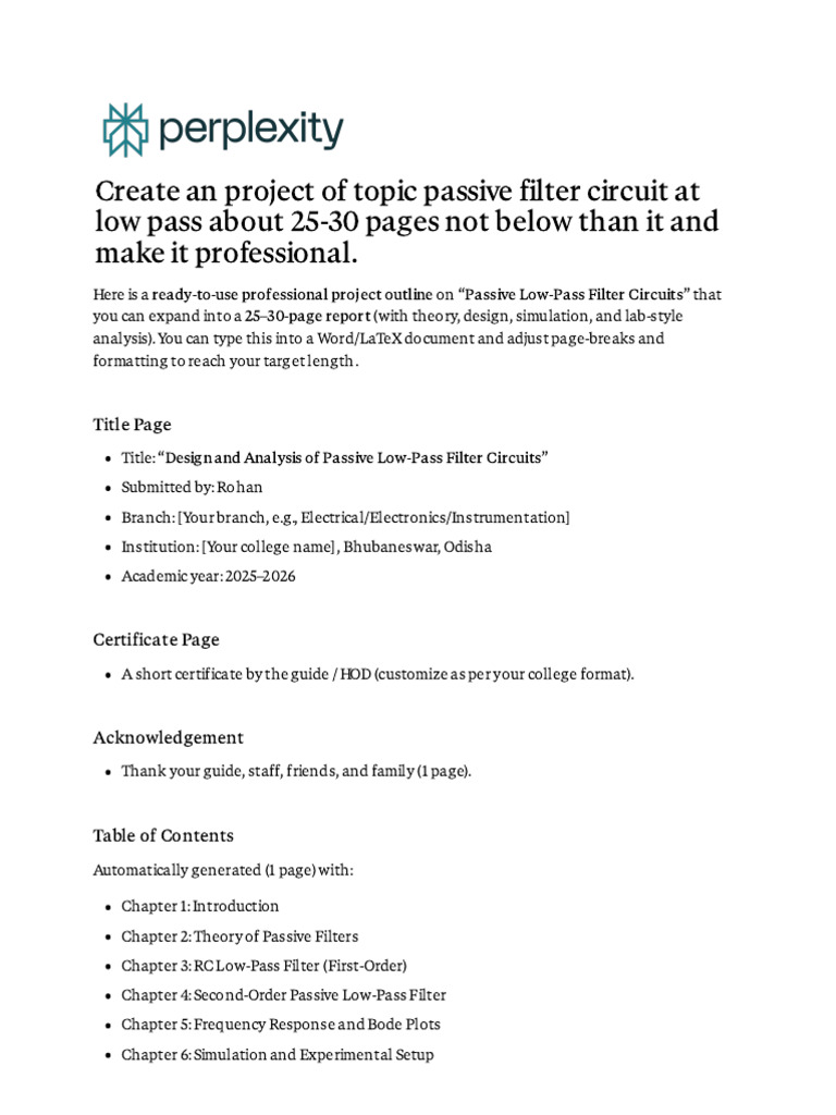 Create An Project of Topic Passive Filter Circuit | PDF | Electronic ...