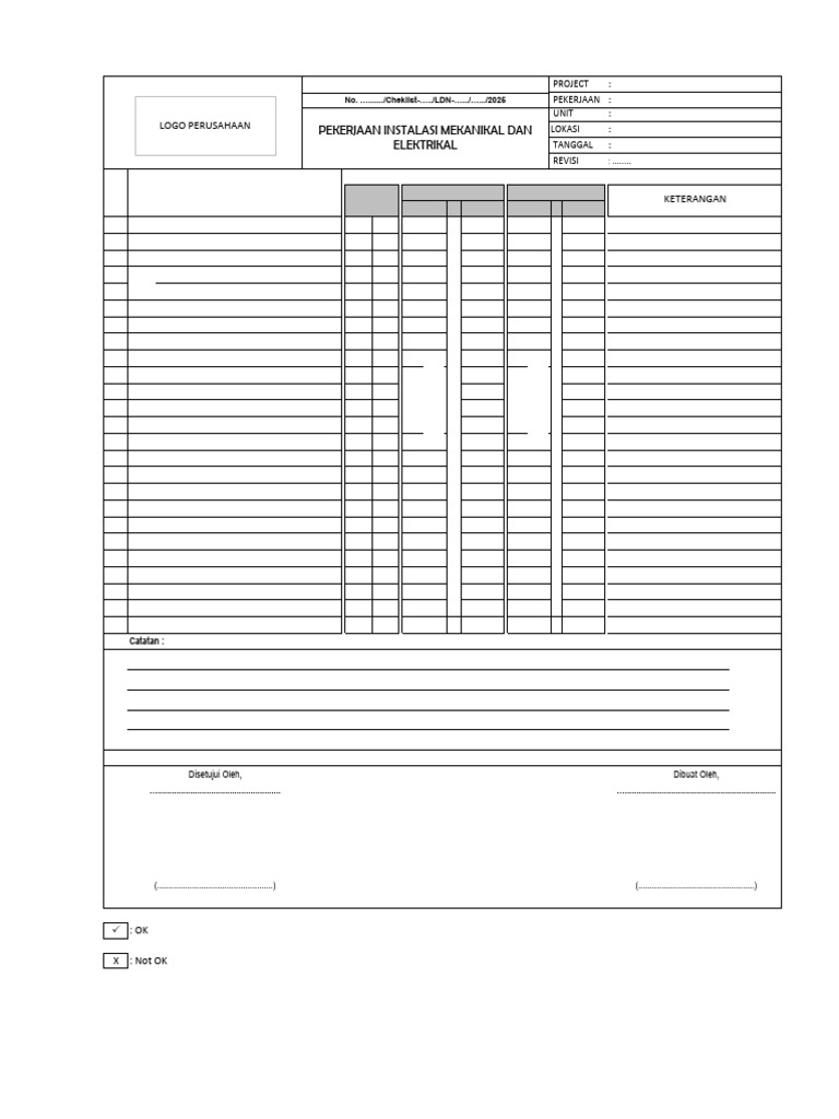 CONTOH CHEKLIST PEKERJAAN | PDF