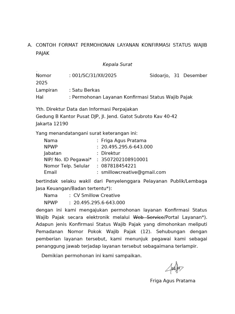 Format Registrasi Pemadanan | PDF