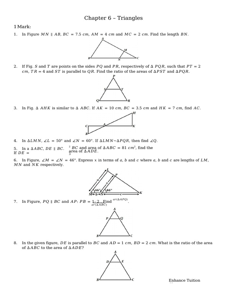 Test Triangles Class 10th | PDF