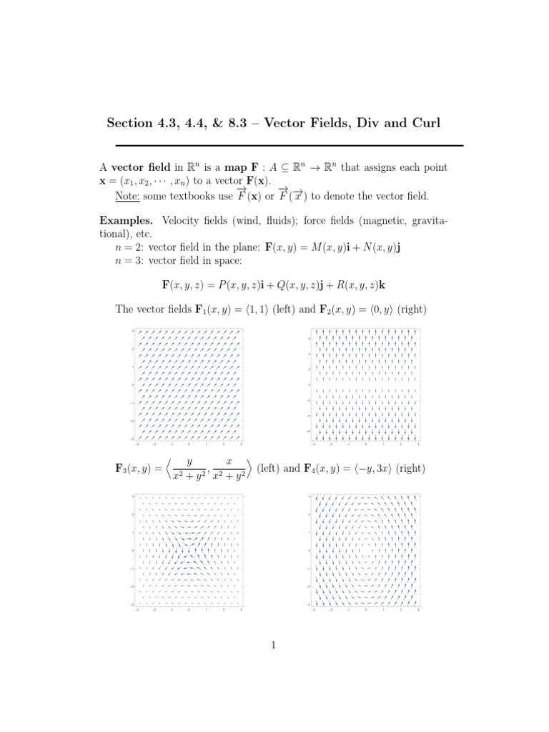 Chapter 7 - Part 1 - Vector Fields and Line Integrals | PDF