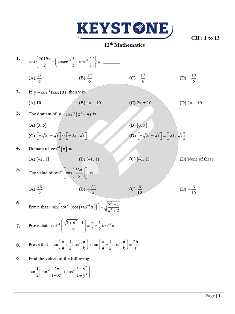 12th Maths Ch-2 IMP | PDF