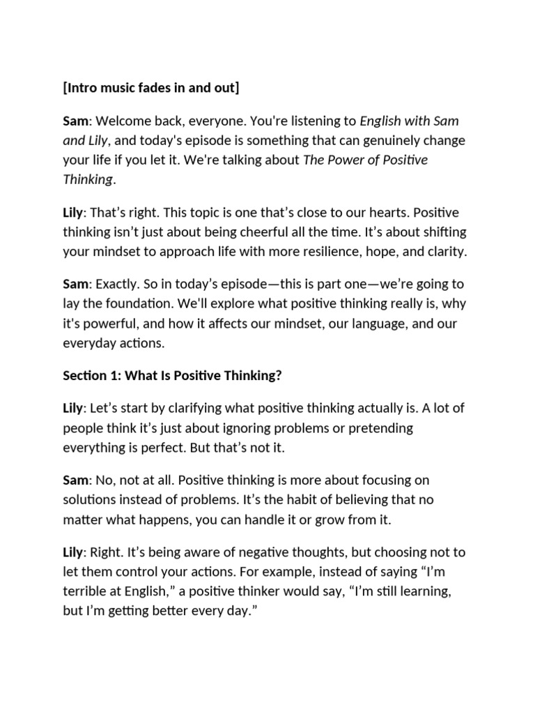 The Power of Positive Thinking | PDF | Thought | Optimism