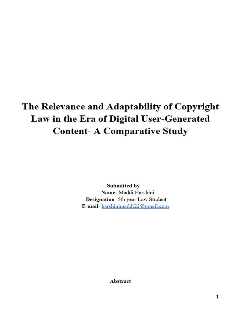 The Relevance and Adaptability of Copyright Law in The Era of Digital ...