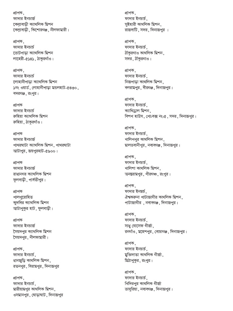 All Parish List | PDF