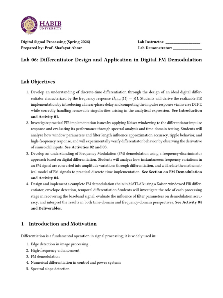 DSP Lab06 SP2026 | PDF | Frequency Modulation | Electronics