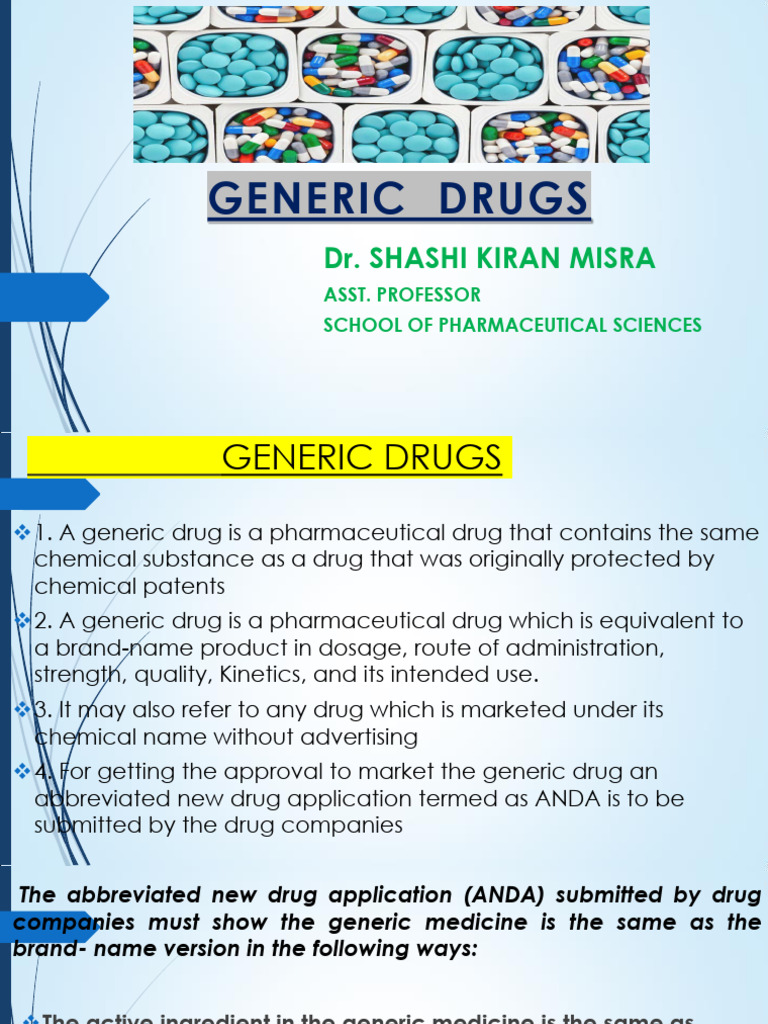 Generic Drugs Introduction | PDF | Generic Drug | Products Of Chemical ...