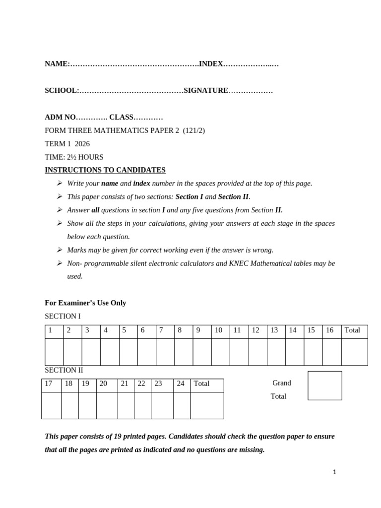 Mathematics - PP2 - Question Paper | PDF | Area | Volume
