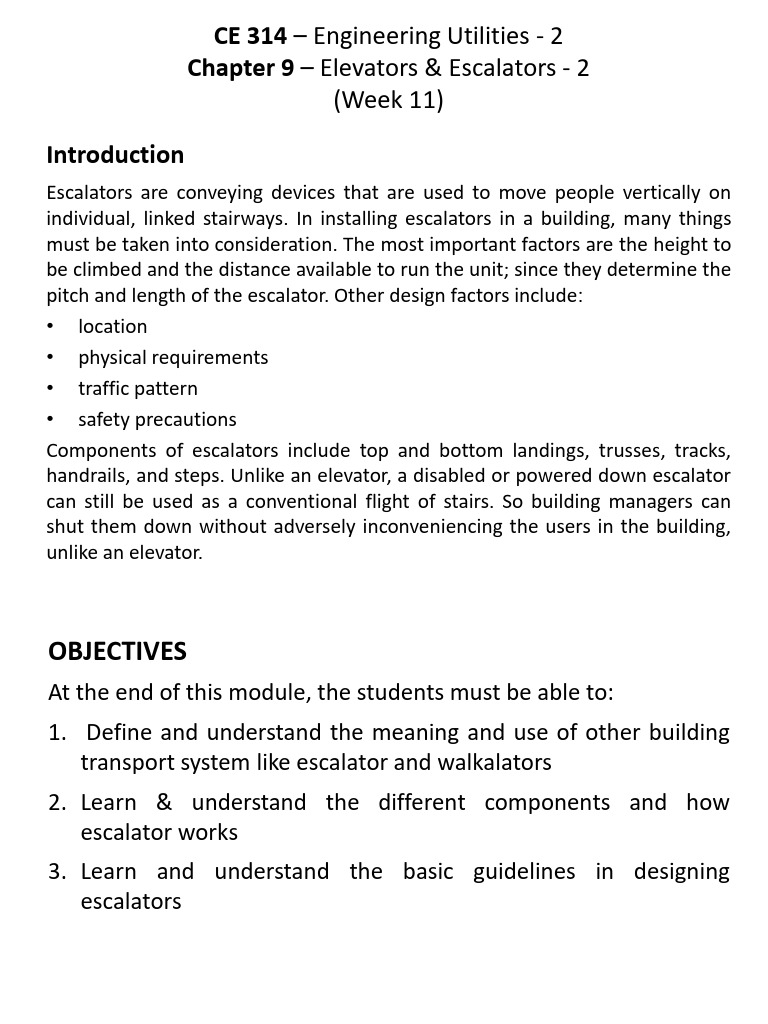 11 Elevators and Escalators 2 | PDF | Escalator | Elevator