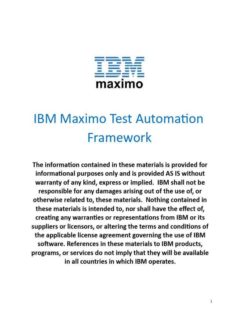 AF - Instructions - IBM Maximo Test Automation Framework v9.0 | PDF ...