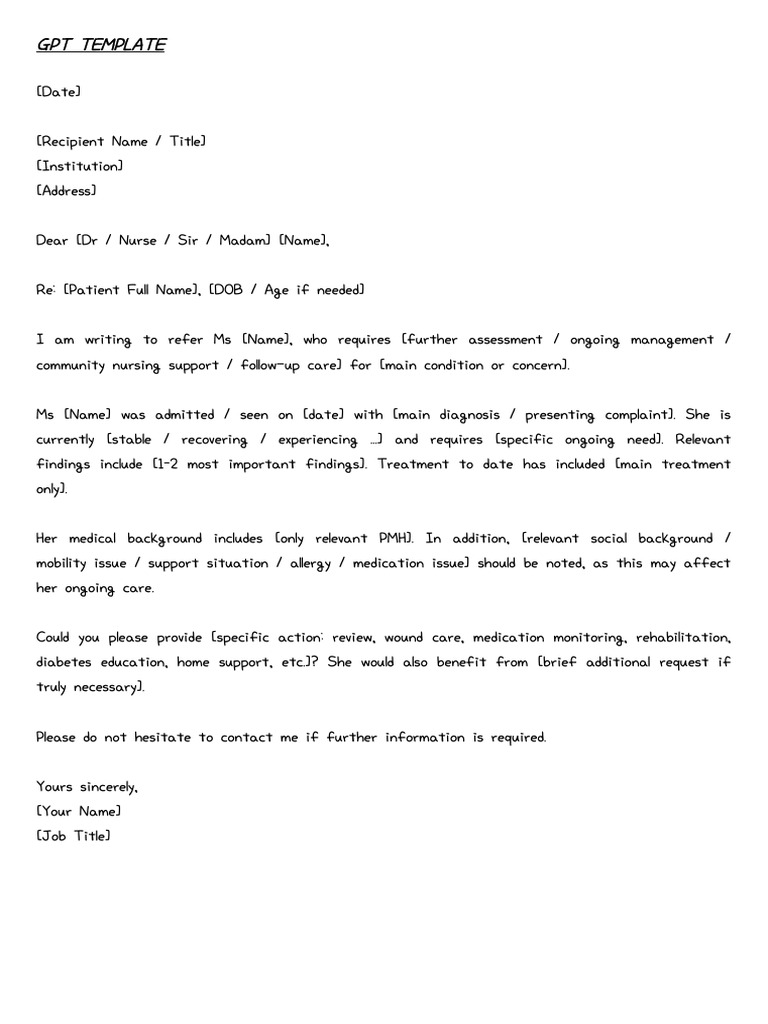 OET Writing Template | PDF