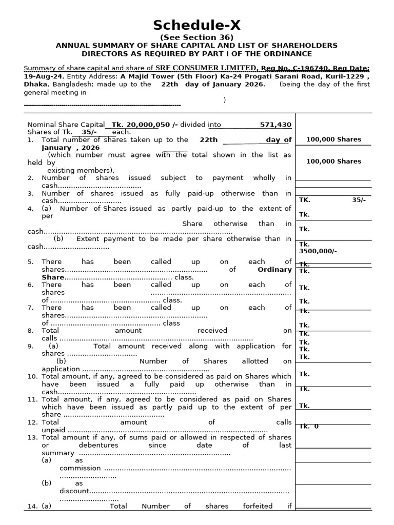 Schedule - X - 2025 | PDF