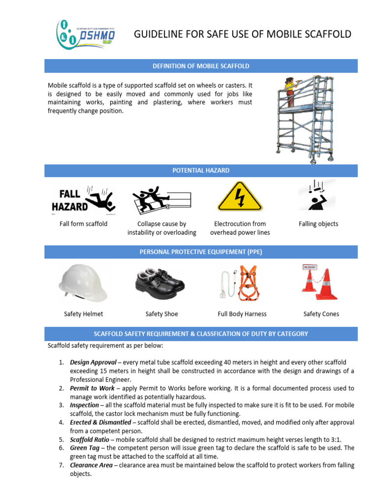 Guidelines For Safe Use of Mobile Scaffold | PDF | Scaffolding