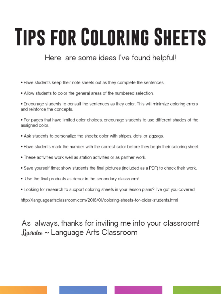 7 - Color by Grammar - Action and Linking Verbs Coloring Sheet | PDF