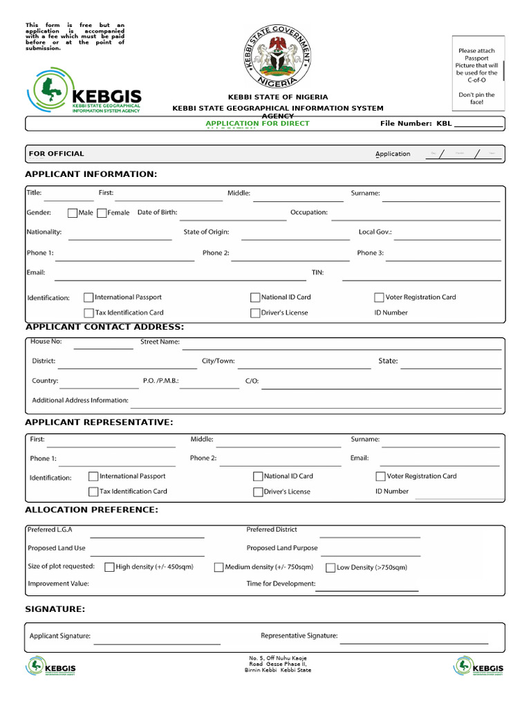 Land Allocation Application Form | PDF