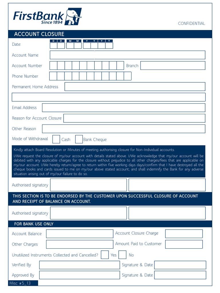 Account Closure Request | PDF