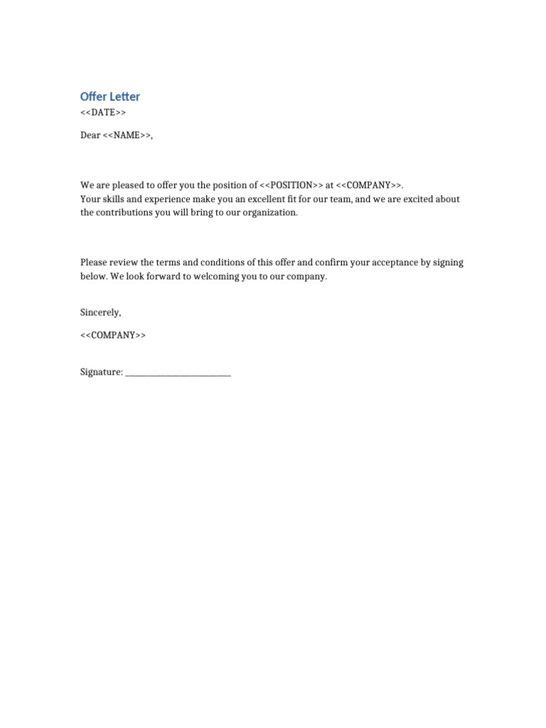 Offer Letter Template 1 | PDF