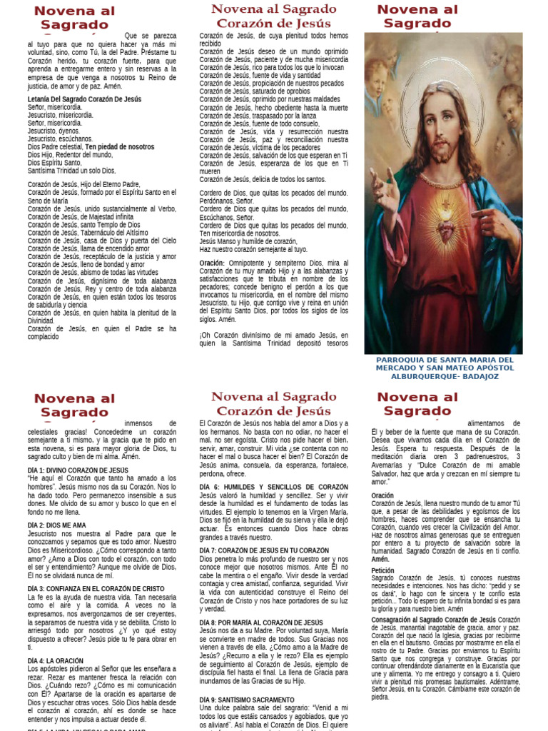 Novena Al Sagrado Corazón de Jesús | PDF | Oración | Amor