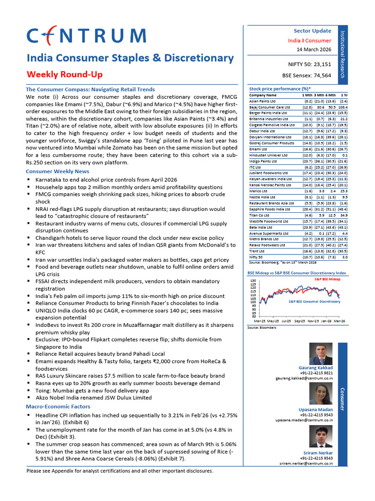 Centrum Broking - Centrum India Consumer Staples - 15 Pages | PDF