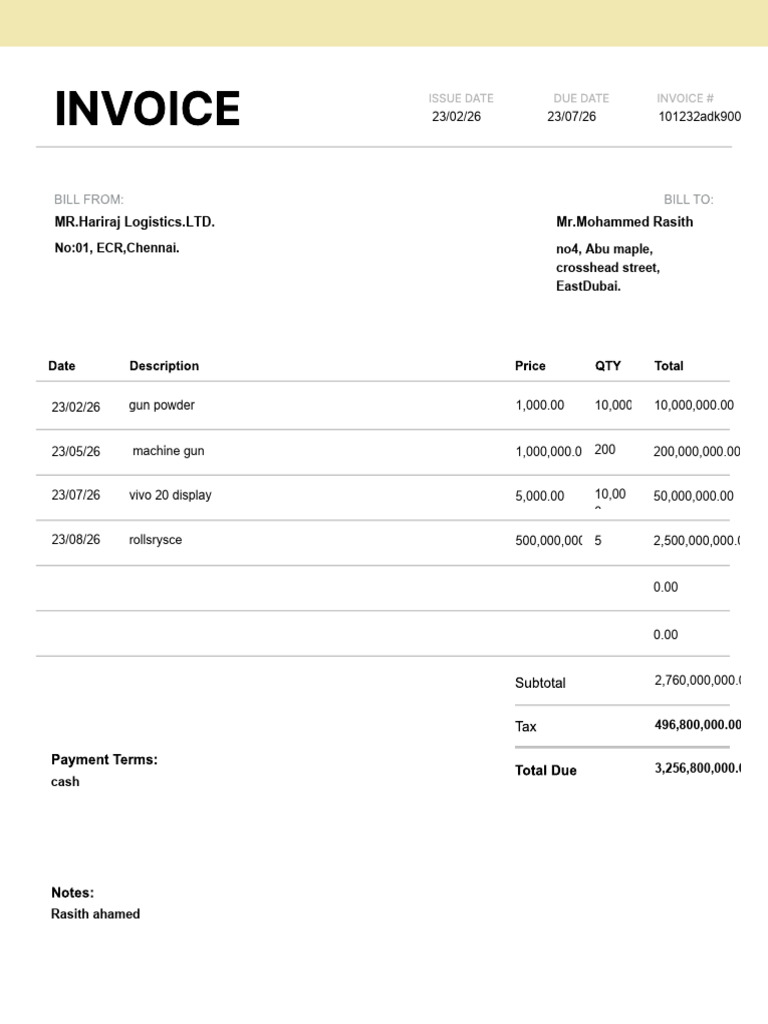 Editable Logistics Invoice Template (Free PDF) - 000435 | PDF