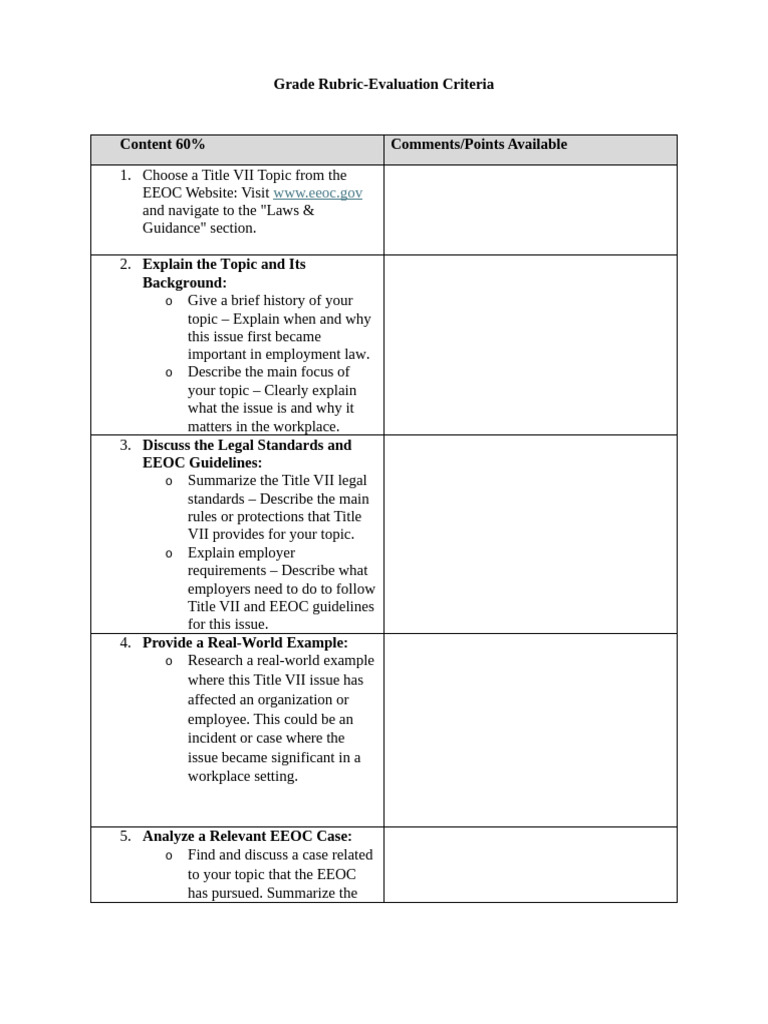 Employment Rules and Regulations Project Grade Rubric | PDF | Civil ...