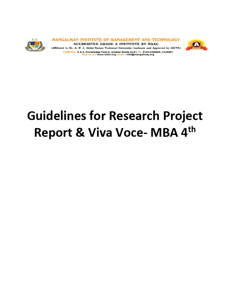 Guidelines For Research Project Report & Viva Voce - Students | PDF ...