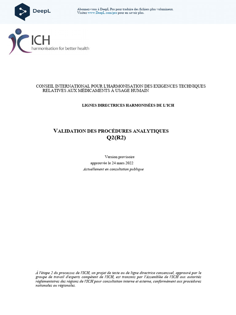 ICH Q2-R2 Document Step2 Guideline 2022 0324 FR | PDF | Régression linéaire
