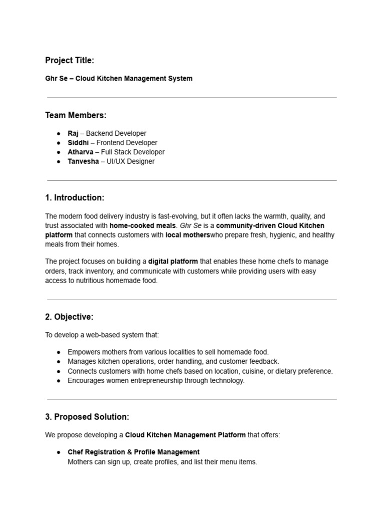 Ghrse - Cloud Kitchen Managment System | PDF | Cloud Computing | Computing