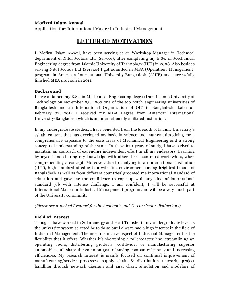 Motivation letter pdf science and technology cognition