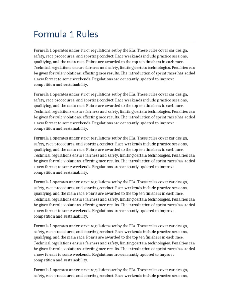 F1 Rules Long | PDF