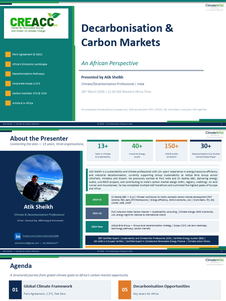 Africa Decarbonisation Carbon Markets Webinar Presentation | PDF ...